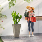 Outsunny Tall Planters for Outdoor Plants Set of 3, 28 in Taper Planters with Drainage Holes, Indoor Grande Plant Pots, Front Porch Decor, Grey
