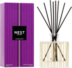 NEST New York Reed Diffuser, Autumn Plum - 5.9 fl oz - Fragrance for Up to 90 Days - Reusable, Refillable Glass Holder - Includes 8 All-Natural Reed Sticks - Flame Free