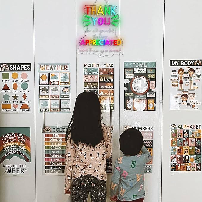 WLHOPE Thank You Appreciated Neon Sign Dimmable Led Signs for classroom Wall Decor Neon Lights USB Powered Acrylic Sign for living room bedroom office teacher's day kids gift Decoration12.6*14.96 inch