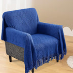 inhand Knit Klein Blue Throw Blanket for Couch, Soft Living Room Home Decor Knitted Twin Size Blanket, Outdoor Lightweight Breathable Summer Blanket, Farmhouse Warm Woven Decorative, 60"x80"