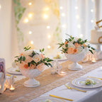 Sziqiqi White Vases for Wedding Centerpieces: 6.1in Metal Urn Vases Set of 2 Compote Vase for Decorations - Flower Arrangements Table Vase Plant Bowl for Wedding Party Event Home Decor