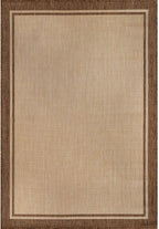 CAMILSON Outdoor Rug 8x10 Bordered Natural Brown Modern Area Rugs for Indoor and Outdoor Patios, Kitchen and Hallway Mats, Washable Porch Deck Outside Carpet (Border Jute, 8 x 10)