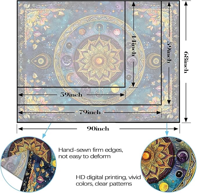 Lunerfex Mandala Solar System Tapestry Boho Tapestry for Bedroom Galaxy Tapestries Wall Hanging Living Room Wall Art and Home Decor 44x60