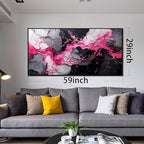 Abstract Wall Art for Living Room, Pink Canvas Wall Decor for Bedroom, Framed Picture Print, Large Size 59x29 Inches