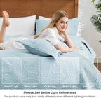 Love's cabin Quilts for Full Bed Spa-Blue Bedspreads Bedding Set - Lightweight Bedspread Comforter - Coin Pattern Bedding Coverlet for All Season - 3 Pieces (1 Quilt, 2 Pillow Shams)