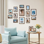 Vittanly 15 Pack Picture Frames Collage Wall Decor for Mounting or Tabletop Display, Gallery Frame Set for Family, Multi Sizes Including 3pcs 8x10, 6pcs 5x7, 6pcs 4x6, Brown