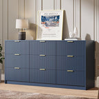 Navy Dresser for Bedroom, 9 Drawer Double Dresser, Modern Chest of Drawers for Bedroom, Living Room, Entryway and Closet, 63" L x 15.7" D x 31.5" H