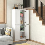 Storage Cabinet, Kitchen Pantry with Doors & Shelf, Tall Storage Cabinet for Bathroom, Living Room, Entryway,White