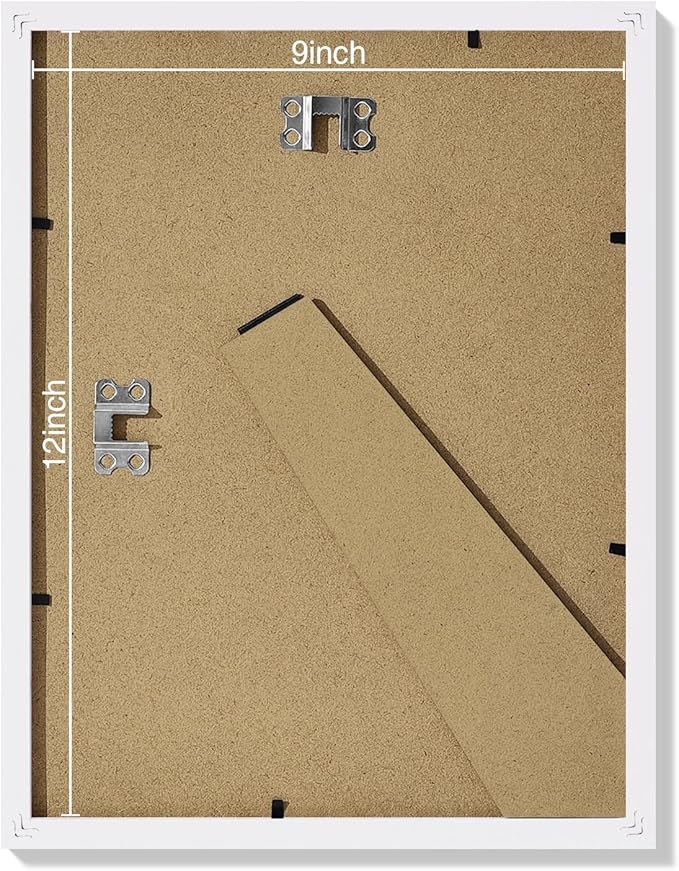 Vittanly 9x12 Picture Frames Set of 9, Shatter Resistant Plexiglass, Display 6x8 Pictures with Mat or 9x12 without Mat, Photo Frames for Wall or Tabletop, Engineered Wood, White