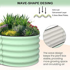 2 Pcs 6x3x1.5ft Oval Raised Garden Bed, Galvanized Raised Beds,Open-Ended Base Metal Raised Planter Beds,Garden Bed Outdoor,Planter Raised Boxes for Vegetables, Flowers,Tool-Free Asse,Green