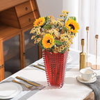 MCMCNCUIU Crystal Glass Vase, Large Crystal Vases for Flowers, Large Flower Vase, Red Modern Vases for Living Room, Bedroom, Kitchen, Dining Table, Mantle, Wedding, 11 Inches