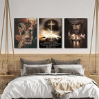 Fantasy Artists 3Pcs Jesus Wall Art, Christian Wall Decor for Biblical Room, Unframed Canvas Painting Prints, Religious Art Posters for Church Living Room Bathroom, 12" X 16"