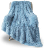 GONAAP Fuzzy Faux Fur Throw Blanket Light Blue Super Soft Cozy Plush Fuzzy Shaggy Blanket for Couch Sofa Bed (Light Blue, Throw(50"x60"))