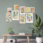 KBKBART Colorful Eclectic Wall Art Prints, 9 PCS Vintage Eclectic Wall Decor Matisse William Morris Flower Market Maximalist Home Decor, Trendy Maximalism Famous Artist Painting Pictures for