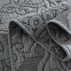 Travan 3-Piece King Quilt Set Quilted Bedspread Oversized Microfiber Lightweight Bedspread Coverlet Set with Shams Bedding Set for All Season, Grey, King