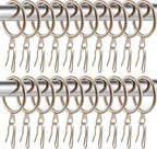 Hotop 60 Pieces 1.26 Inch Metal Drapery Curtain Rings Curtain Hanging Rings and 60 Pieces Metal Drapery Pin Hooks for Drapes Window Door Shower (Champagne Gold)