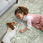 GENIMO 2'6''x12 Runner Rugs for Hallway, Machine Washable Non Slip Vintage Rugs, Low Pile Lightweight Soft Print Rug for Enrtyway, Corridor, Home Office, Kitchen, Oat Light