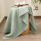 PHF 100% Cotton Waffle Weave Throw Blanket, Soft Lightweight Breathable Cozy Summer Throws for Couch Bed Sofa, Luxury Aesthetic Woven Blanket for Home Decor & Office, 50"x60", Sage Green