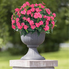 UUqueeten Fall Decorations for Home Fake Fall Flowers Fake Plants Artificial Impatiens Bouquet Flowers for Outdoors Silk Faux Flowers Impatiens Plants Decor Indoor Planters 15.7" (Rose Red) 8PCS