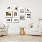 Picture Frames Set of 10 White, Bulk MDF Frames for 8x10, 5x7, 4x6 Photos Real Glass for Wall or Tabletop