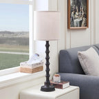 30.5" Rustic Buffet Table Lamps for Living Room Set of 2, Farmhouse Table Lamps for Buffet Set of 2, Oil Rubbed Bronze Candlestick Lamps with Linen Oatmeal Lampshade, Vintage Tall Skinny Lamps