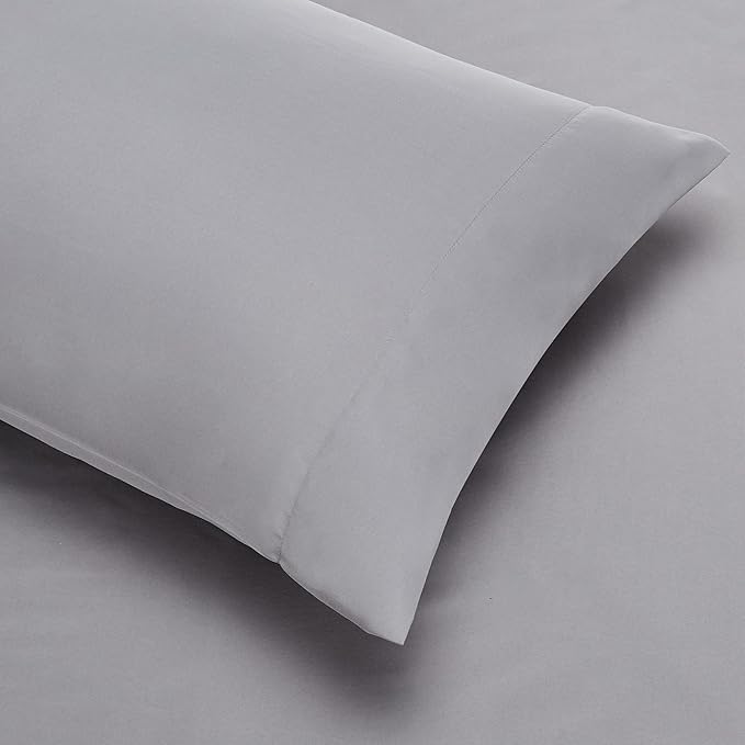 Amazon Basics 5-Piece Lightweight Microfiber Comforter Set with Sheets ,Bed-in-a-Bag Sheets, Gray Calvin Striped Bedding, Twin/Twin XL