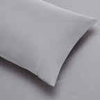 Amazon Basics Full/Queen Comforter Set with Sheets, 7-Piece Gray Calvin Stripe Bedding, Lightweight Microfiber Bed-in-a-Bag, Striped