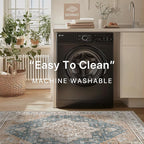 GENIMO 2x5 Runner Rugs for Hallway, Machine Washable Non Slip Vintage Rugs, Low Pile Lightweight Soft Print Rug for enrtyway, Corridor, Home Office, Kitchen, Blue Brown