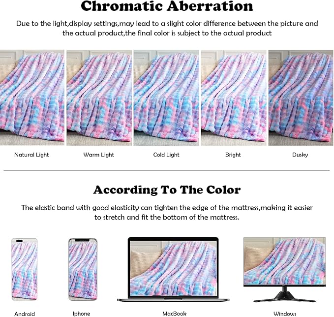 NEWCOSPLAY Faux Fur Twin Blanket Purple Rainbow Luxury Fluffy Thick Warm Bubble Blanket for Couch Sofa Bed 700GSM (Purple Rainbow, Twin(60"x80"))