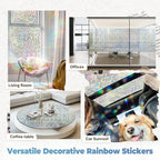 DOWELL Window Privacy Film Rainbow Film, Stained Glass Decorative Sticker, Static Cling Non-Adhesive Glass Clings, Sun Blocking Heat Control Window Coverings for Home Door, 17.5" x 118.1"