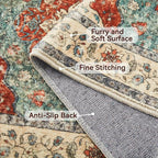 Topllen Runner Rug - 2'x6' Boho Washable Kitchen Rug, Non-Slip Soft Low Pile Rugs Indoor for Entrance Living Room Bedroom Bathroom,Vintage Throw Hallway Carpet Stain Resistance (Rust, 2x6ft)