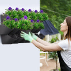 Worth Garden Upgraded 6 Sets (18 Pockets) Self Watering Stackable Vertical Planters - Wall Mounted Plastic Plant Grow Pots fr Strawberries Flowers Herbs - Indoor Outdoor Green Wall Decoration (Black)