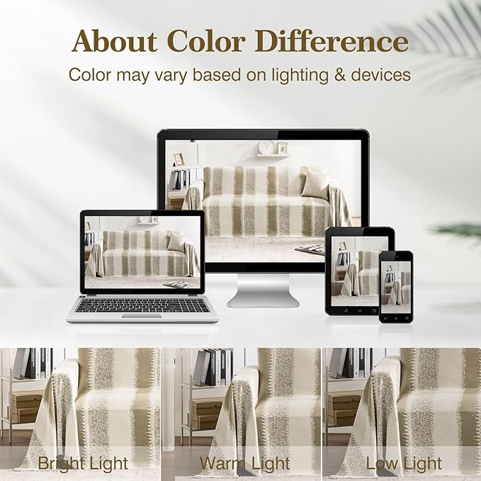 Couch Cover Boho for Dogs Washable Mocha Couch Covers for 2 Cushion Couch, Chenille Sectional Couch Covers L Shape Sofa Cover, Furniture Protector for Kids, Pets, Mocha 91" X134"