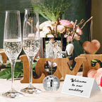 24 Pcs Disco Ball Table Number Holders, 2 Inch Silver Place Card with Swirl Wire Name Cards, Picture Holder for Tables, Photo Stand Clips for Christmas Wedding Party Favor