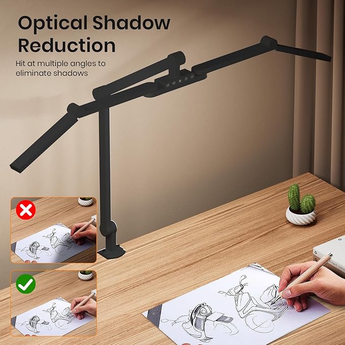 Ultra Bright Architect Desk Lamp with Clamp,Transformable LED Desks Lamp for Home Office,Tall Overhead Led Desk Light[41" Long Dimmable Light Bar],24W Auto Dimmable Desks Lights for Drawing Hobby Use