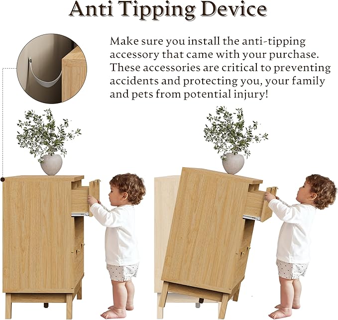 53" Long Dresser for Bedroom, 6-Drawer Dresser with Fluted Fronts, Wide Wood Chest of Drawers, Smooth Metal Slides, Stable Base, Modern Clothes Storage Cabinet for Living Room, Hallway