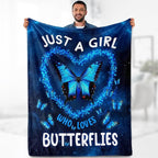Butterfly Blanket Gifts for Girl Woman - Just A Girl Who Loves Butterflies Lovers Beautiful Themed Throw for Kids Teen Friend Adults Soft Cozy Decor Birthday Christmas Lightweight Blanket 50"x60"