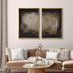 SIGNFORD Framed Canvas Print Wall Art Set Neutral Black and Brown Contemporary Minimalist Illustration Modern Art Decorative for Living Room, Bedroom, Office - 24"x36"x2 Natural