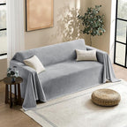 Couch Cover for Dogs Sectional Sofa Covers Washable for 2 Cushion Couch, Chenille Couch Cover Blanket, Sectional Sofa Slipcovers, Multi-Use Furniture Protector for Kids, Pets, 71" X134", Light Grey