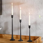 Black Taper Candle Holders Set of 3, Heavy Candlesticks Holders Decorative Candle Stand for Table Centerpiece, Cast Iron Candle Stick Holder Decor