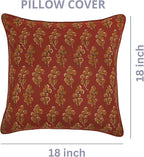 Ridhi Hand Block Print 18x18 Red Decorative Outdoor Couch Throw Canvas Pillow Cover Set of 2 Washable Modern Vintage Boho Chic Spring Home Decor GIFS Cover