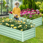 Galvanized Raised Garden Bed Outdoor, 2 Pcs 6x3x1FT Outdoor Large Planter Raised Beds Open Base with Safety Edge and Glove for Vegetables Flowers Ground Planter, Green
