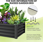 Galvanized Raised Garden Bed Outdoor, 2 Pcs 6x3x1FT Outdoor Large Planter Raised Beds Open Base with Safety Edge and Glove for Vegetables Flowers Ground Planter, Dark Gray