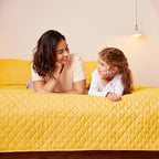 Exclusivo Mezcla Reversible Full Queen Quilt Bedding Set with Pillow Shams, Lightweight Quilts Queen Size, Soft Bedspreads Bed Coverlets for All Seasons - (Bright Yellow, 90"x96")