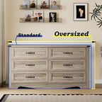 6-Drawer Dresser for Bedroom, Modern Wooden Chest of Drawers with Metal Handles, Anti-Tipping Design, Sturdy and Stable Storage Organizer for Living Room, Entryway, Home Office