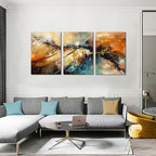 Abstract Living Room Pictures Wall Decor - Modern Bedroom Wall Decor Above Bed - Large 3 Piece Canvas Wall Art for Office Size 24" x 36"