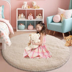 Fluffy Round Area Rugs for Bedroom,6'X6'Shag Circle Area Rugs for Girls Room,Non Slip Fuzzy Plush Rug for Kids Room Living Room and Dorm Home Decor Rug