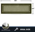 PURRUGS Dirt Trapping Door Mat 24" x 70", Non-Slip/Skid Machine Washable Entryway Rug, Shoes Scraper, Area Rug, Super Absorbent Welcome Mat for Muddy Wet Shoes and Paws, Budding Green & Sage Green