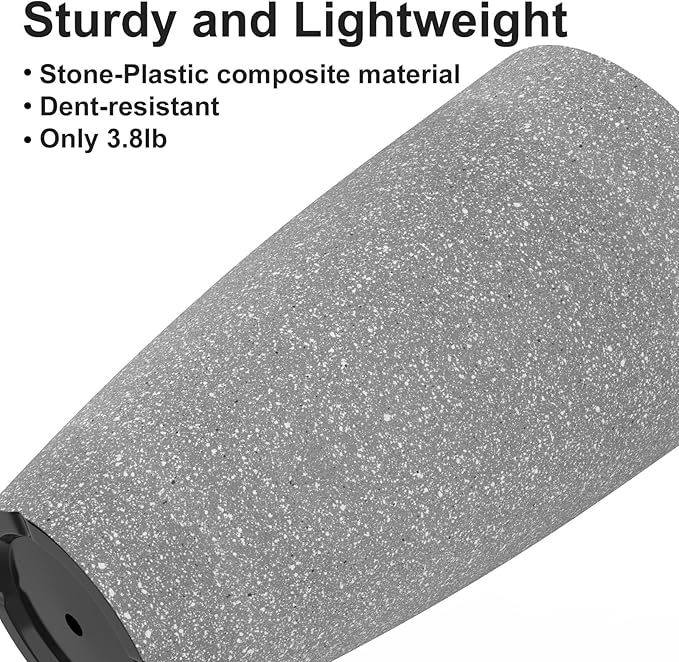 Tall Flower Pot Indoor - Outdoor Plant Pot - Gray Rough Planter - Elegant Stone Imitation - 12" Diameter 21" Tall with Drainage Holes and Saucer