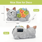 Otdair Solar Garden Decor Cat, Cat Lover Gifts with Succulent and 7 LED Lights for Outside,Outdoor Solar Lights for Yard, Garden and Patio, Unique Gift for Women